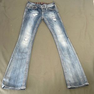 ROCK REVIVAL Donna Boot style, distressed Womens JEANS sz 27”